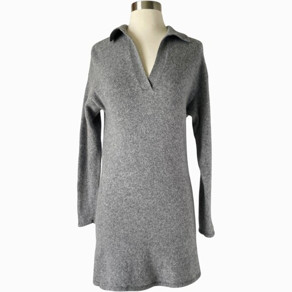 Reformation Doreen Cashmere Sweater Polo Dress Gray XS Long Sleeve - Picture 4 of 10